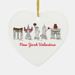 New York City Valentine's Day NYC Heart Landmarks Keramikornament