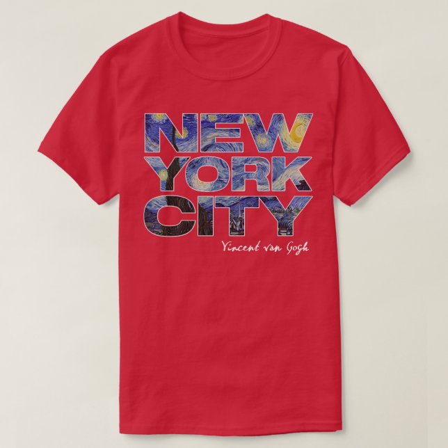 New York City Van Gogh Starry Night Art Vincent Va T-Shirt (Design vorne)