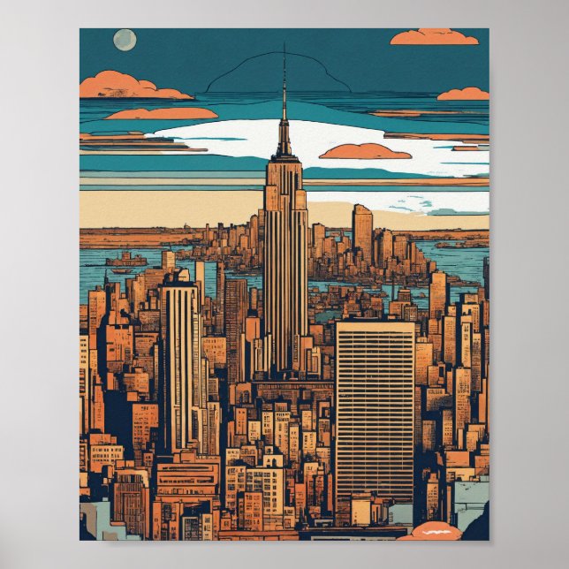 "New York City Vibe: Vector Art Capture" Poster (Vorne)
