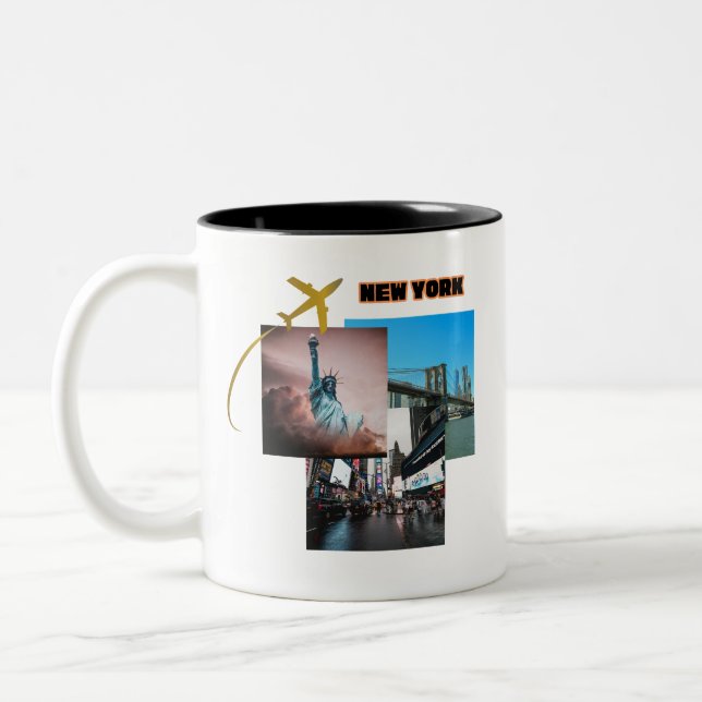 New York City Vibes - Urban Travel Collage Zweifarbige Tasse (Links)