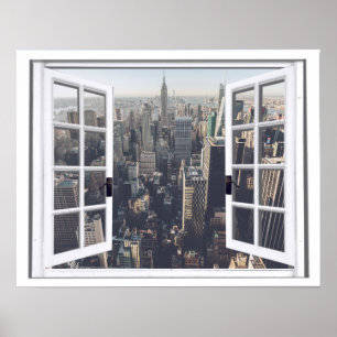 New York City View Imitate Window Poster