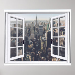 New York City View Imitate Window Poster