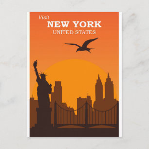 New York City Vintag City Skyline Travel Postkarte
