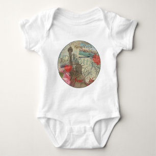 New York City Vintag Liberty Skyline Symbol Art Baby Strampler