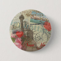 New York City Vintag Liberty Skyline Symbol Art