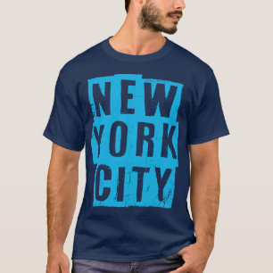 New York City Vintag Light Blue Text T-Shirt
