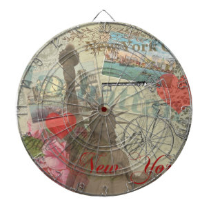 New York City Vintage Liberty Skyline Symbol Kunst Dartscheibe