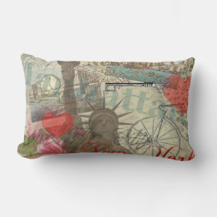 New York City Vintage Liberty Skyline Symbol Kunst Lendenkissen