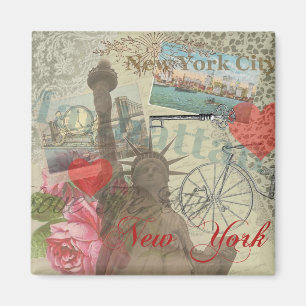 New York City Vintage Liberty Skyline Symbol Kunst Magnet