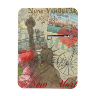 New York City Vintage Liberty Skyline Symbol Kunst Magnet