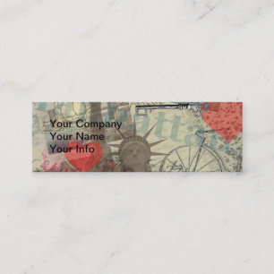 New York City Vintage Liberty Skyline Symbol Kunst Mini Visitenkarte