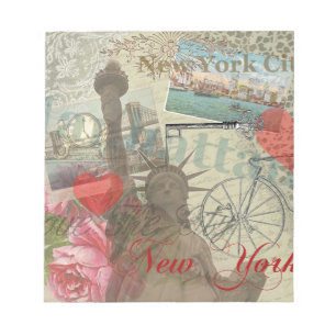 New York City Vintage Liberty Skyline Symbol Kunst Notizblock