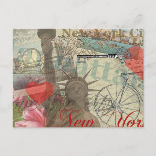 New York City Vintage Liberty Skyline Symbol Kunst Postkarte
