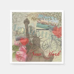 New York City Vintage Liberty Skyline Symbol Kunst Serviette