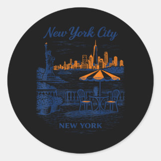New York City Vintage Reise Szene Illustration Runder Aufkleber