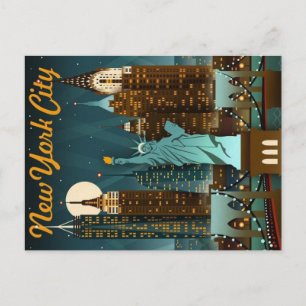 new york city vintage reiseplakat postkarte