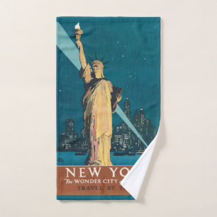 New York City Vintage Travel Poster Tasche Badhandtuch Set