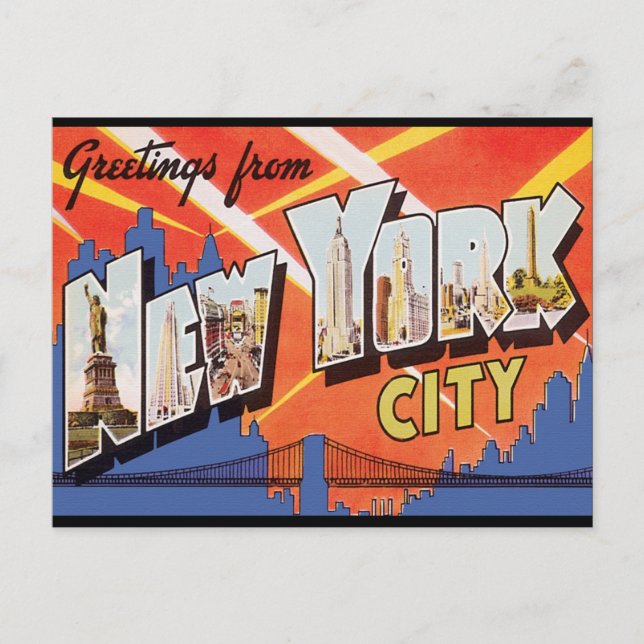 New York City Vintage Travel Postkarte (Vorderseite)