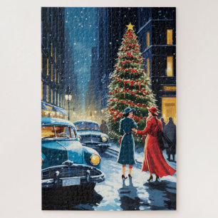 New York City Vintage Weihnachts-Foto Zwei Puzzle