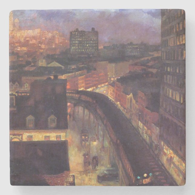 New York City von Greenwich Village (NYC) Steinuntersetzer (Vorderseite)