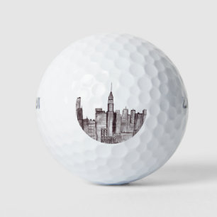 New York City Water Color Manhattan Skyline Golfball