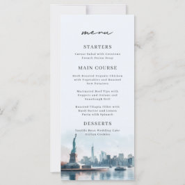 New York City Watercolor Skyline Wedding Menu