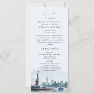 New York City Watercolor Skyline Wedding Program