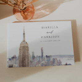 NEW YORK CITY Watercolor Skyline Wedding Welcome F Gästebuch