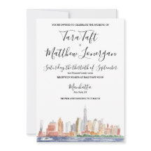 New York City Watercolor Wedding Invitation