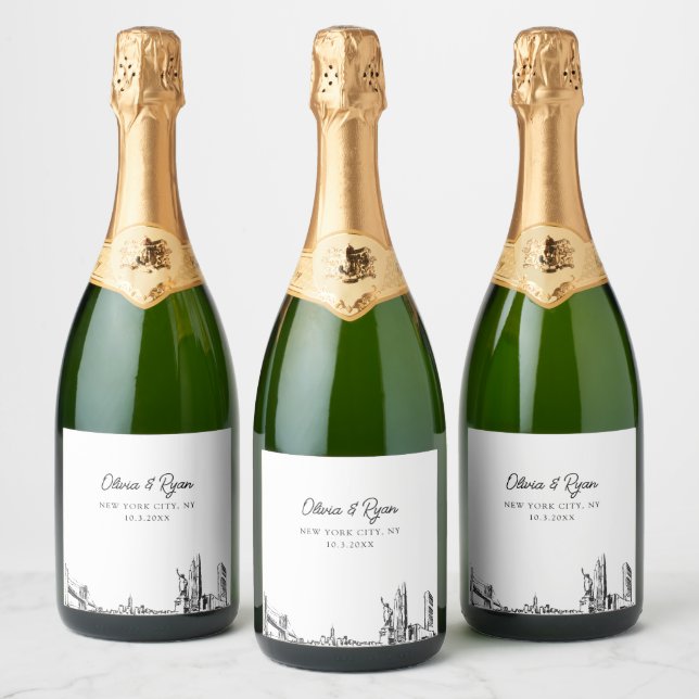 New York City Wedding Champagne Label (Flaschen)