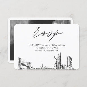 New York City Wedding Minimalistisch Sketch UAWG Begleitkarte