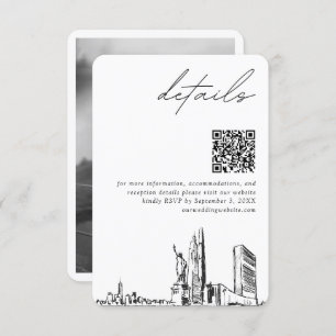 New York City Wedding Modern Details QR Code Begleitkarte