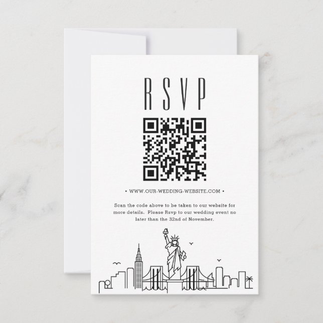 New York City Wedding QR Code UAWG Einladung (Vorderseite)