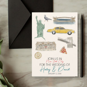 New York City Wedding Watercolor Save The Date