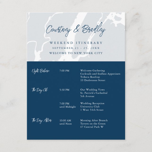 New York City Weekend Interreary Timeline Begleitkarte (Vorderseite)