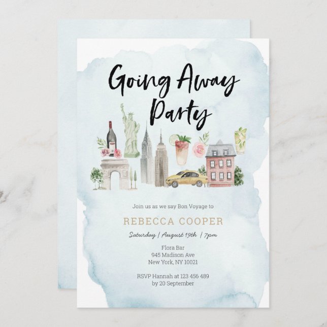 New York City weg von der Party Einladung (Vorne/Hinten)