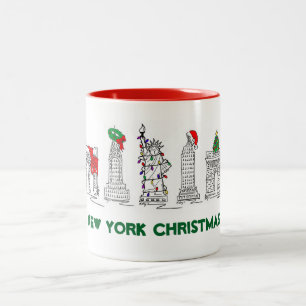 New York City Weihnachten NYC Sehenswürdigkeiten U Zweifarbige Tasse