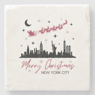 New York City Weihnachtsreise, Frohe Weihnachten N Steinuntersetzer