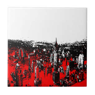 New York City White Red Pop Art Keramik Tile Fliese