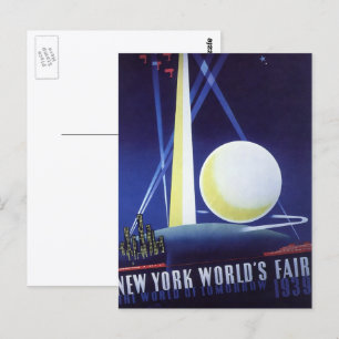 New York City World's Fair in 1939, Vintage Travel Postkarte