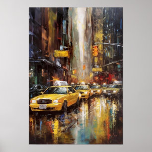 New York City Yellow Cabs Abstrakte Ölgemälde Poster