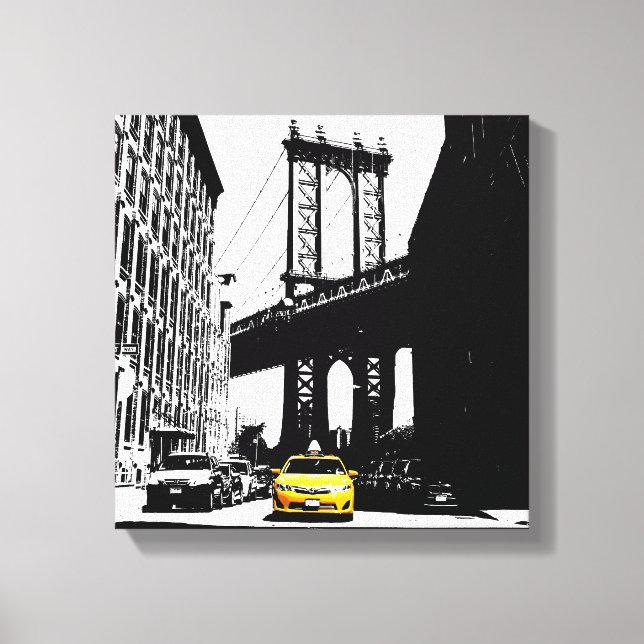 New York City Yellow Taxi Brooklyn Bridge Nyc Leinwanddruck (Vorderseite)