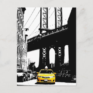 New York City Yellow Taxi Brooklyn Bridge Nyc Postkarte