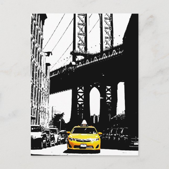 New York City Yellow Taxi Brooklyn Bridge Nyc Postkarte (Vorderseite)