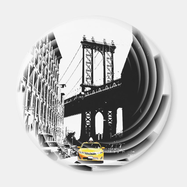 New York City Yellow Taxi Nyc Pop Art Image Magnet (Vorne)