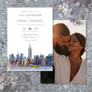 New York City Ziel Foto Hochzeit Einladung