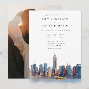 New York City Ziel Foto Hochzeit Einladung