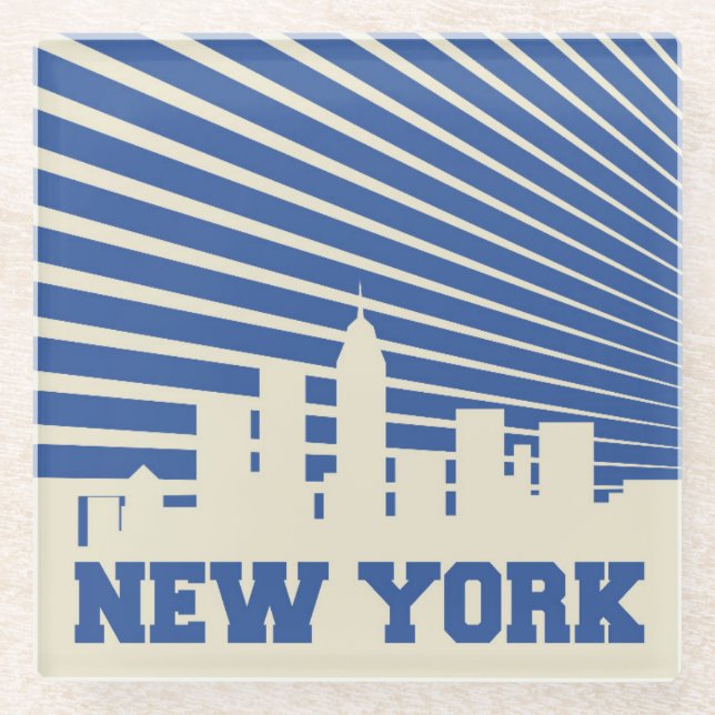 New- York Cityblau Glasuntersetzer (Vorderseite)