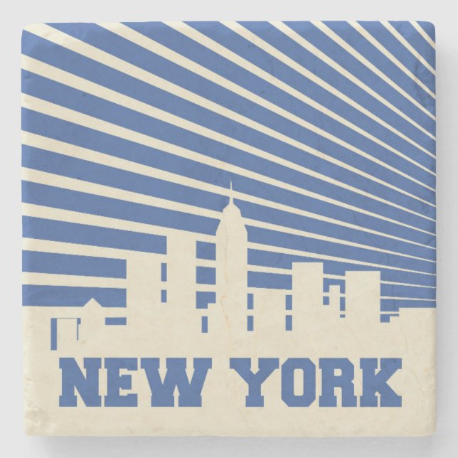 New- York Cityblau Steinuntersetzer (Vorderseite)