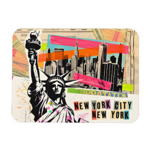 New York Cityscape-Reisemagazin-Pop-Art-Collage Magnet